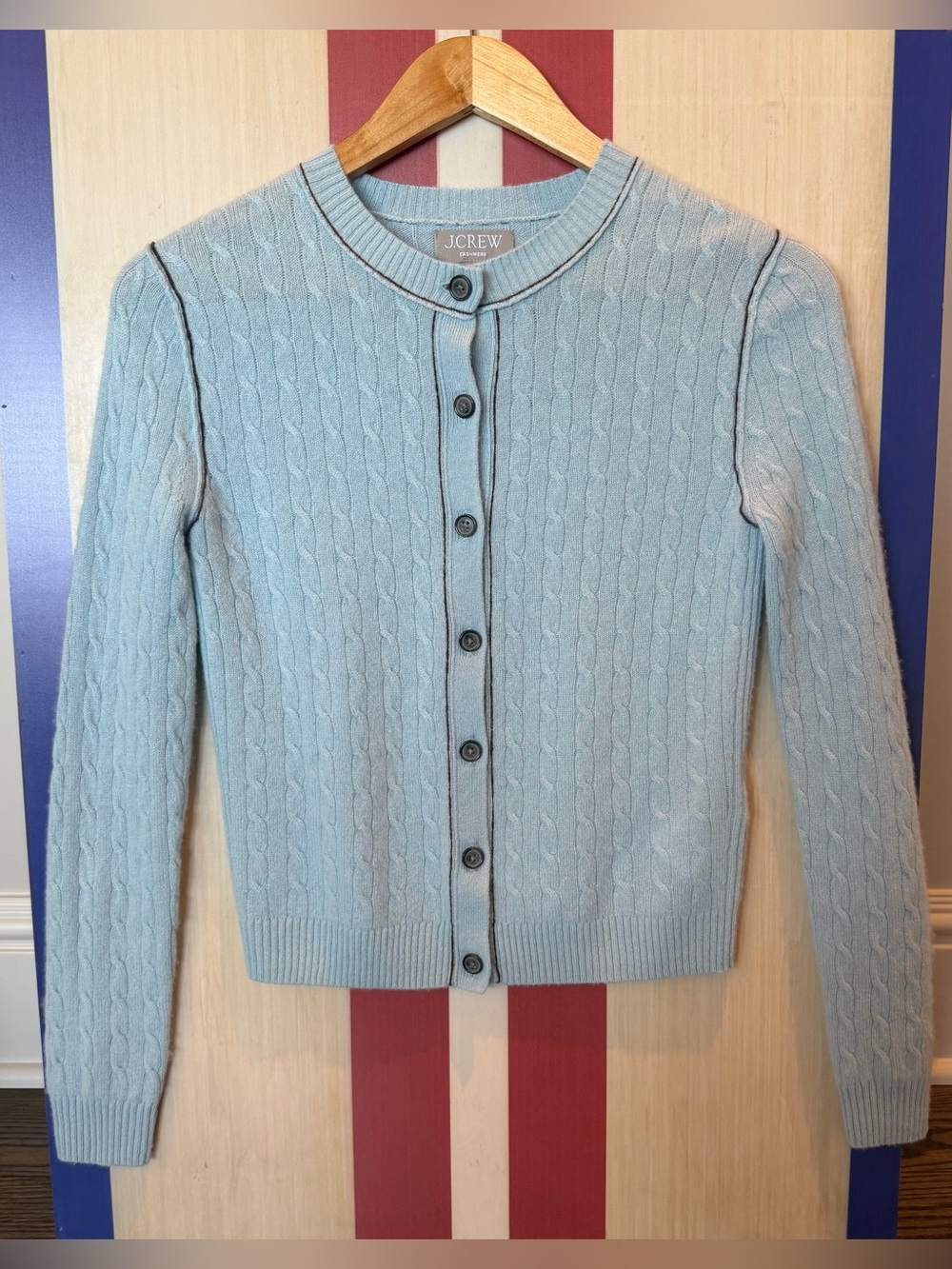 J.Crew Blue Cashmere Cable Cardigan Size XS
